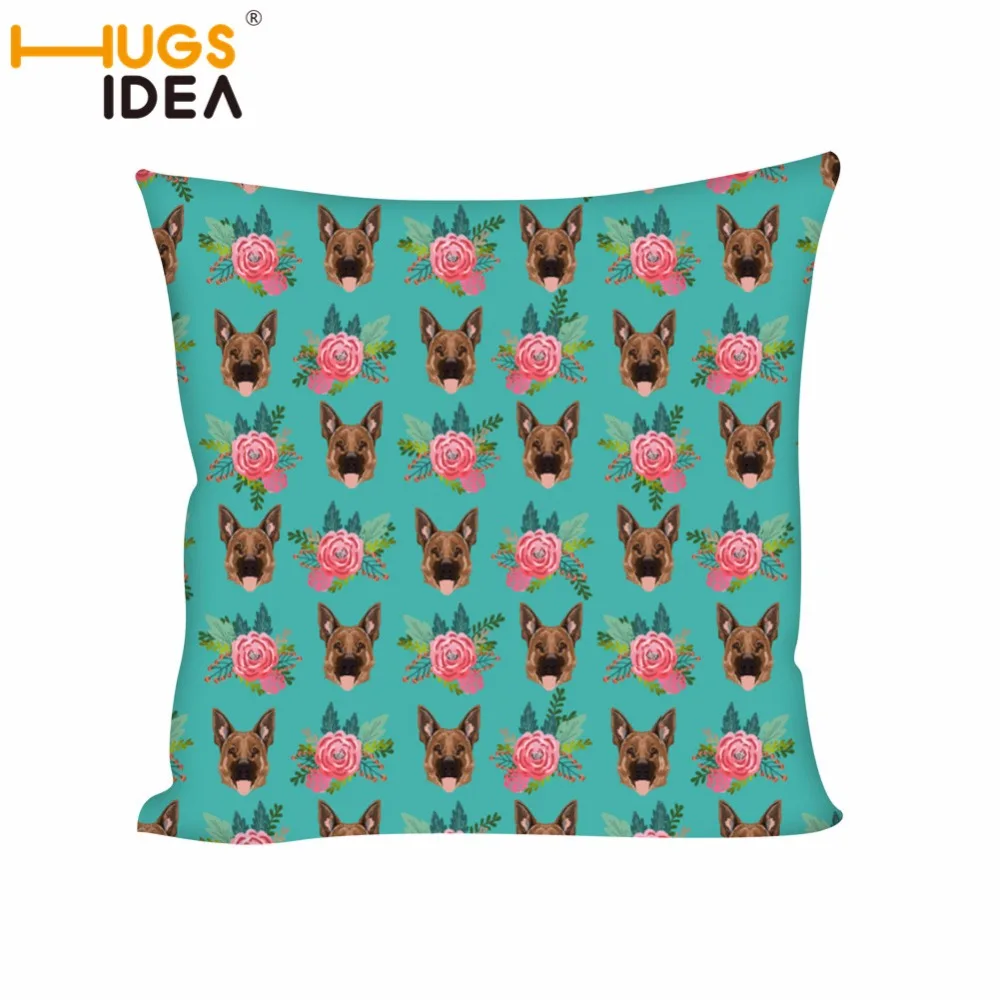 

HUGSIDEA German Shepherd Pillow Cover Square Polyester Throw Pillow Cases Car Chair Home Decor Sofa Soft Cushion Cover 45*45cm