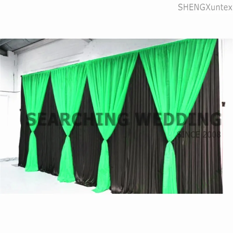 Белый свадебный фон занавеска с красочным Swag драпировка украшения - Цвет: black and green