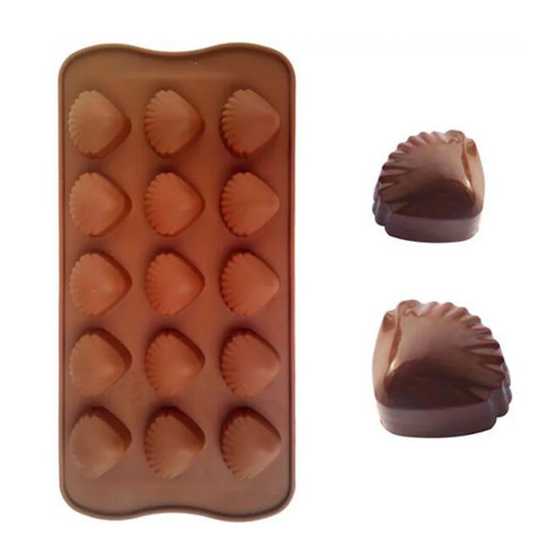 

DINIWELL 15 Cavity Cameo Shell Silicone Cake Mold For Chocolate Sugar Ice Cube Tray Jelly Pudding Craft Soaps Molds Baking Tools