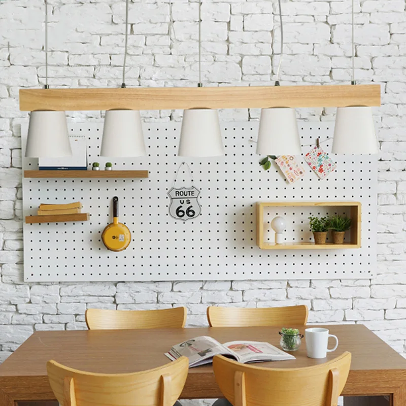 Japan Style Simple Wood Pendant Light Modern Black White Lampshade Wooden Pendant Lights Dining Room Hanging Lamp Kitchen Fixture (5)