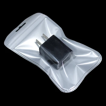 

7.5x14cm 300Pcs/lot Clear/White Plastic Zip Lock Grocery Sundries Storage Package Bag with Hang Hole for Data Line Hard Disk