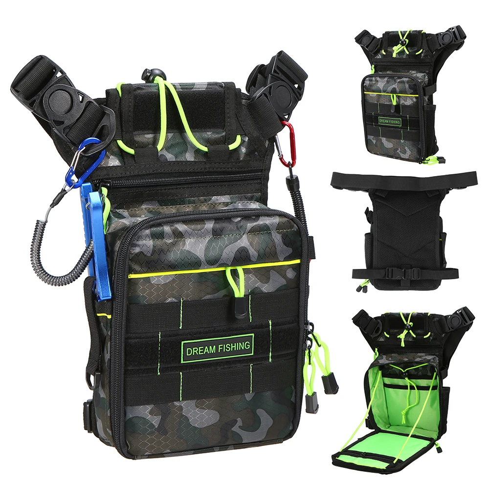 

Outdoor Multifunctional Fishing Tackle Bag Chest Pack Fishing Backpack Thigh Bag For Fishing with Utility Case Box