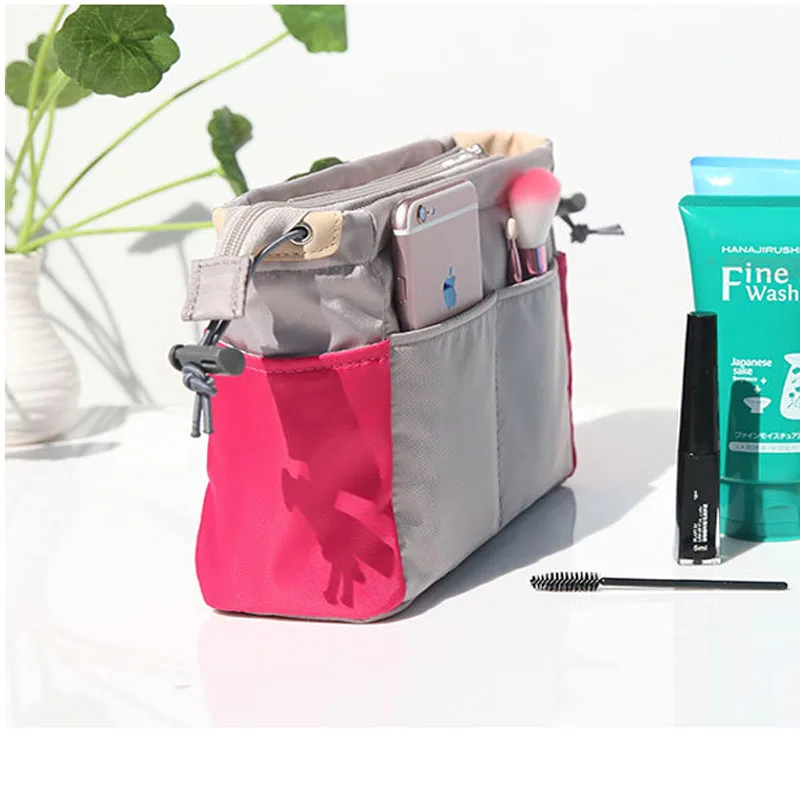 Organizer Insert Bag Women Nylon Travel Insert Organizer Handbag Purse Large Liner Lady Makeup Cosmetic Bag Cheap Female Tote