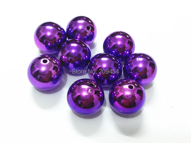 New ! 20MM 100pcs/lot Purple Acrylic UV Plated Beads ,Acrylic UV Beads