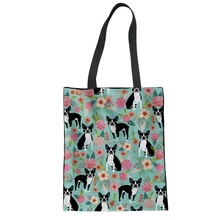 FORUDESIGNS 3D с изображением собак боксеров для путешествий Складная корзина для покупок, сумка для Для женщин сумки на плечо Складные Модные ручные эко-в стиле Харадзюку, с цветочным рисунком сумки из натуральной кожи