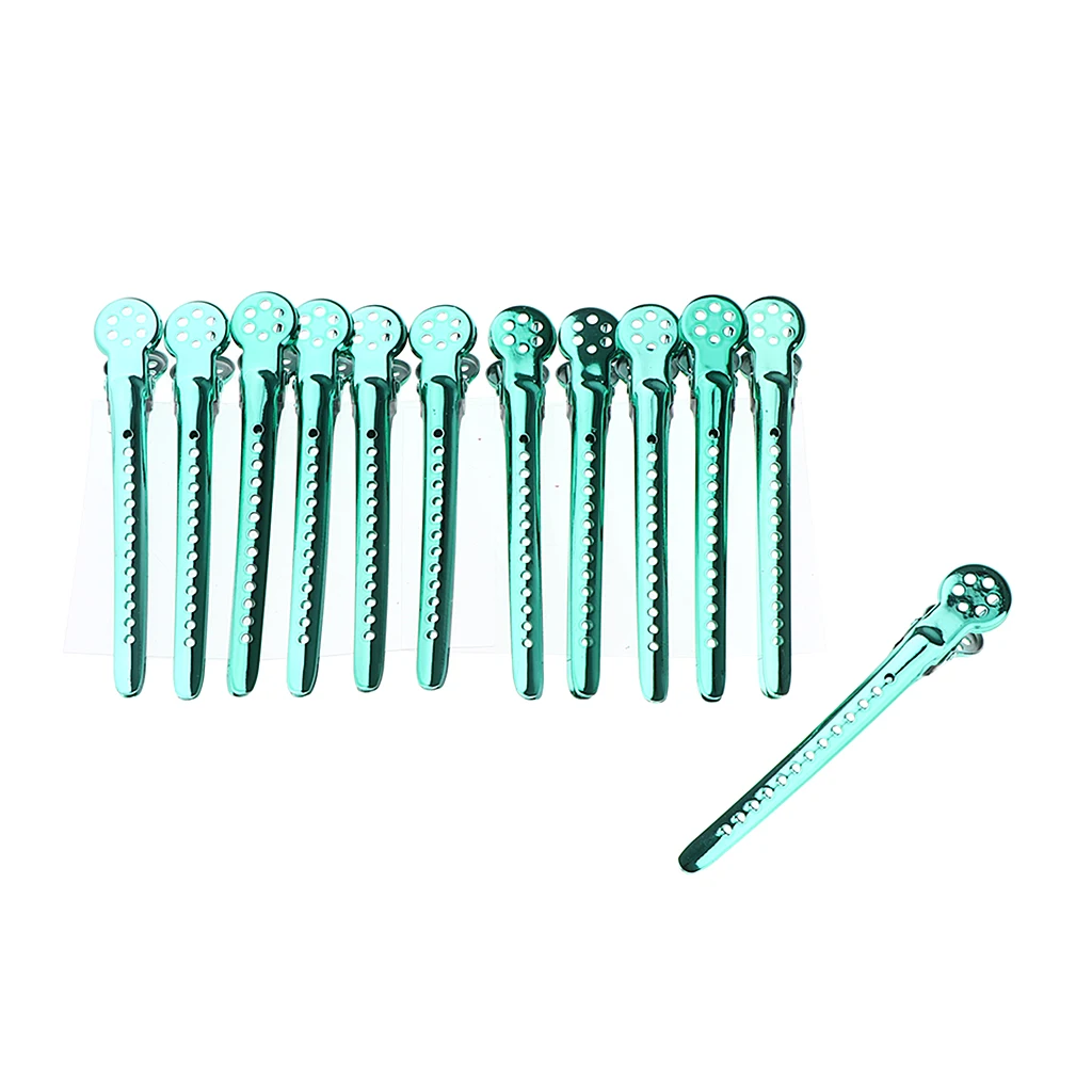12Pcs Stainless Steel Hair Clips Professional Salon Sectioning Curling Grips Pins Hairdressing Tools Kit, 5 Colors Optional