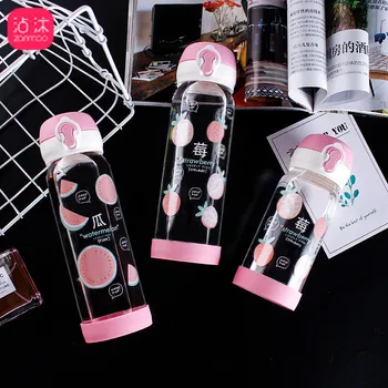 

2019 new arrival Small Fresh Glass Creative Trend Edition Female Student Water Cup Portable Lovely Simple glass water bottle