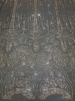 

newest yaking-049 glued glitter french net embroidered lace fabric for party dress