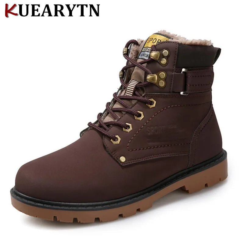 Men/'s Casual Leather High Top Sneaker Lace-up Work Shoes Ankle Boots Winter Warm