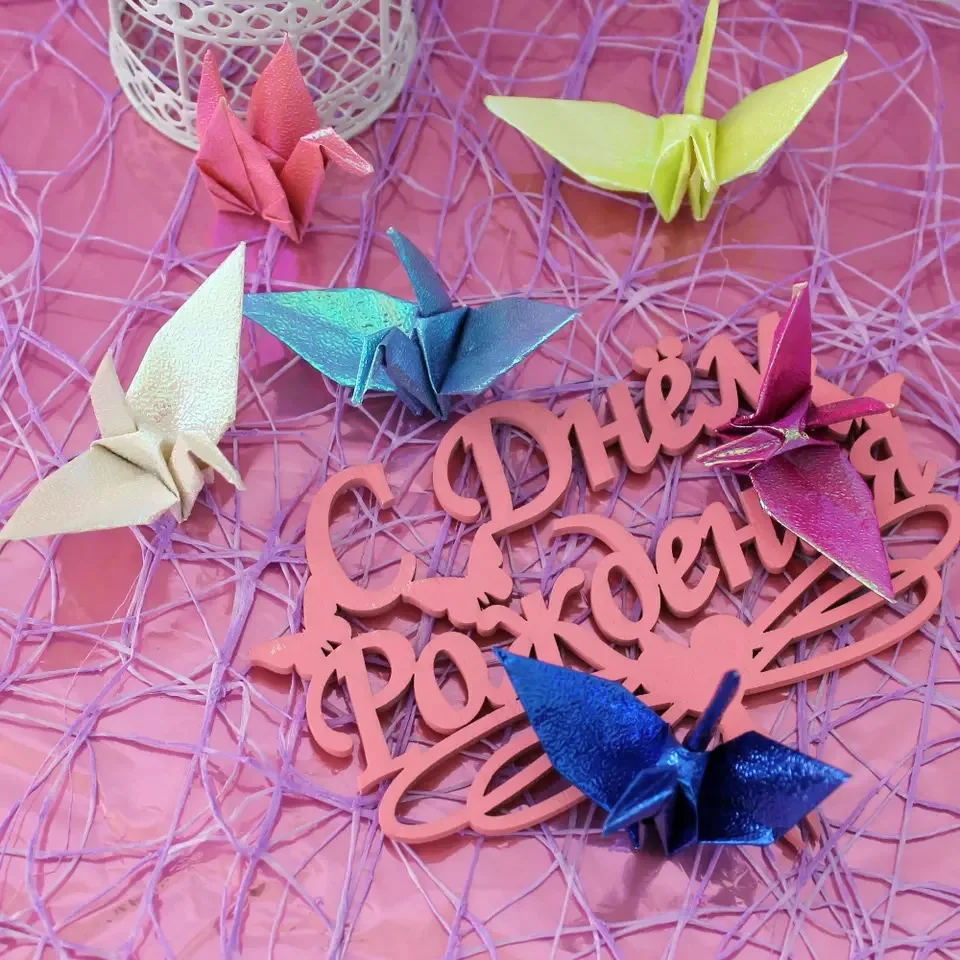 

50 Pieces Handmade Garland Origami Crane For Wedding Decorations DIY Paper Crane Party Banner Valentine's Day Birthday Supplies
