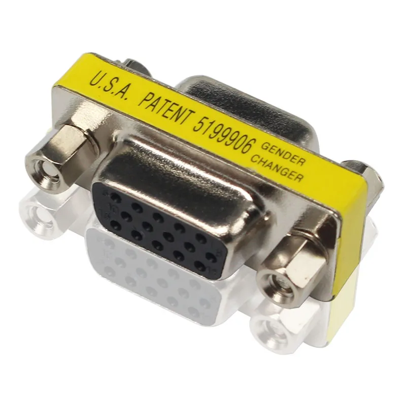 2PCS VGA Female Connector F/F Cable Extend Converter 15 pin D Sub VGA