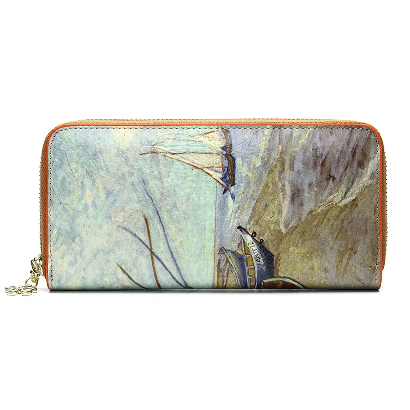 Женский кошелек из искусственной кожи на молнии с объемной масляной росписью Van Gogh, клатч для мобильного телефона, Женский кредитный держатель для карт