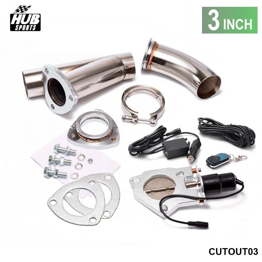 3 INCH EXHAUST CUTOUT ELECTRIC DUMP Y PIPE CATBACK CAT BACK TURBO