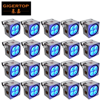 

TIPTOP 20 Pack LED Par Uplighting for Wedding Battery Power 4x18w RGBWA UV 6in1 Wireless DMX Remote DJ Event Stage Recharging