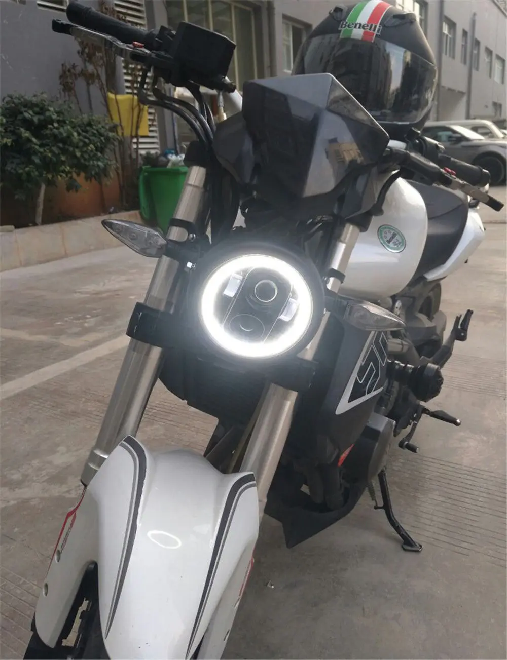 Мотоцикл Белый Halo 5,7" светодиодный фонарь с 5 3/4 лампа корпус ковша кронштейн для Honda Shadow Kawasaki Vulcan