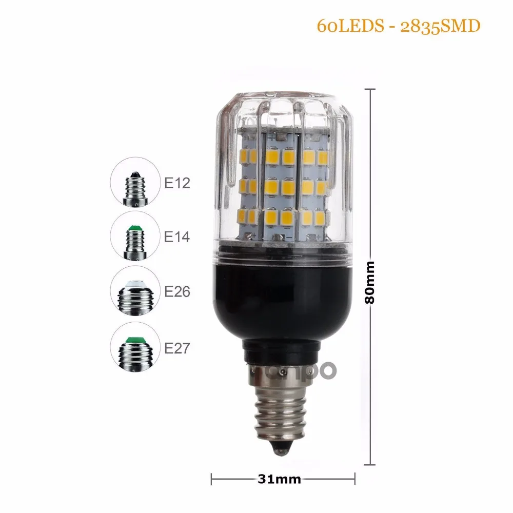 E26 E12 E27 E14 Светодиодный светильник-кукуруза 5 Вт 6 Вт 9 Вт 12 Вт 15 Вт 2835 SMD лампа AC 110 В 220 в супер яркий спортивный светильник для домашнего декора светильник ing