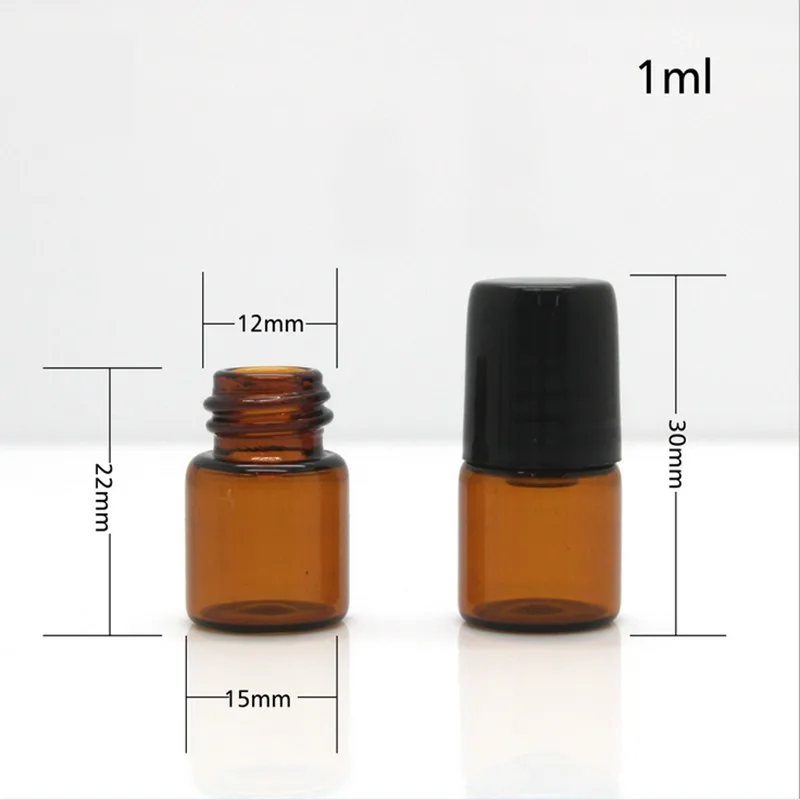 10ps/lot wholesale 2 Amber Clear mini flacon via glass Essential Oil Glass Roll-On refillable Bottles with metal ball roller