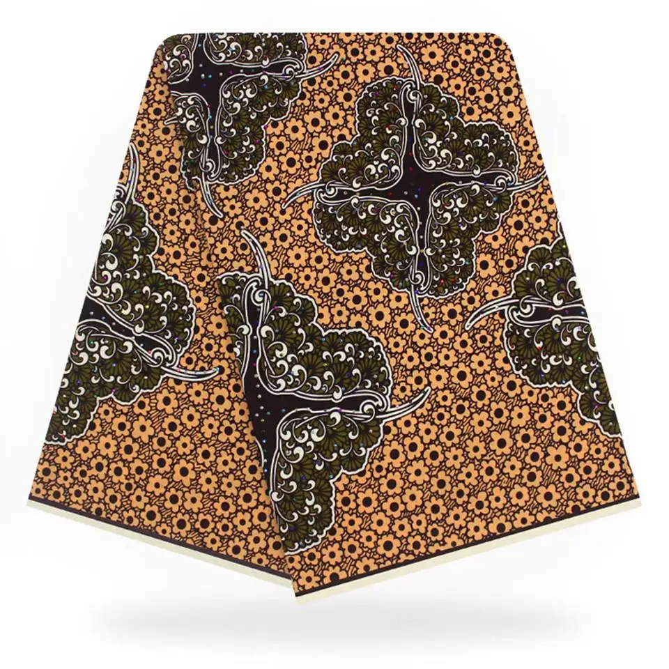 

New African fabric,Teal Guaranteed Real Dutch Wax/Kitenge/Pagnes/Kikwembe Embedded glitter stone 6yards YBGTZ-38