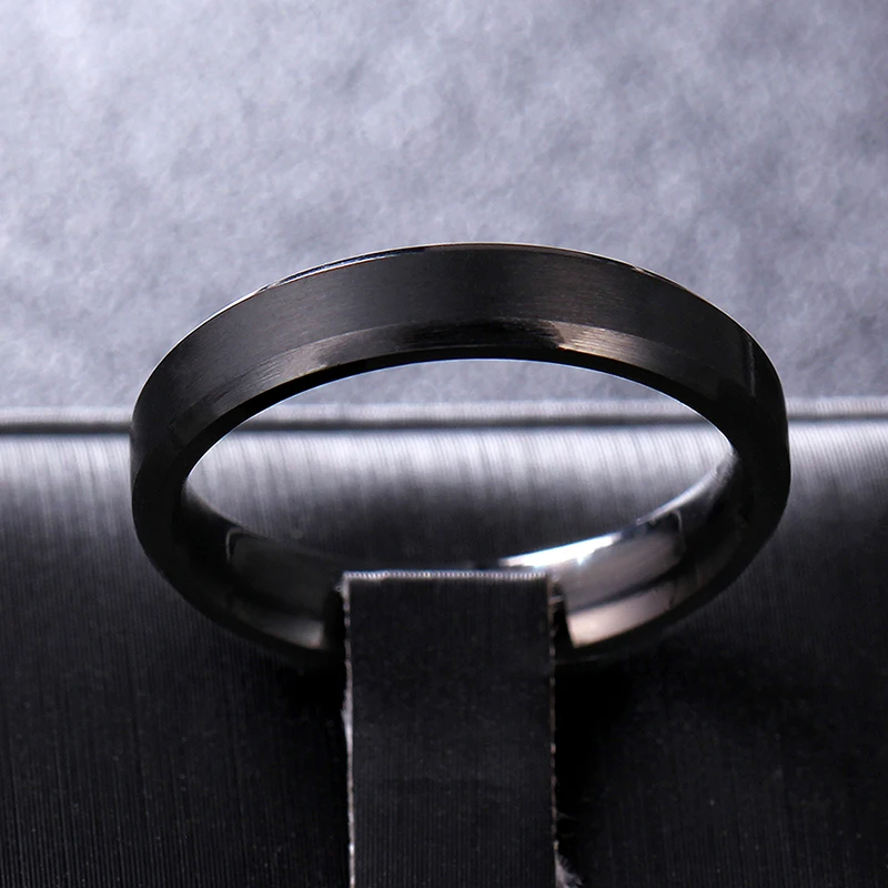 4 мм тусклый полированный черный цвет титановое кольцо для мужчин amd женщин