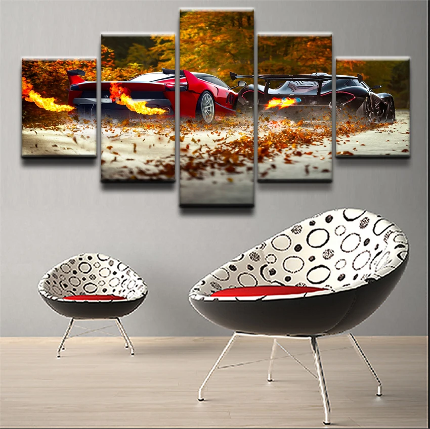 

Canvas Wall Art Pictures Home Decor 5 Pieces Supercar Vehicle Behind Paintings Living Room HD Prints Abstract Poster Framework