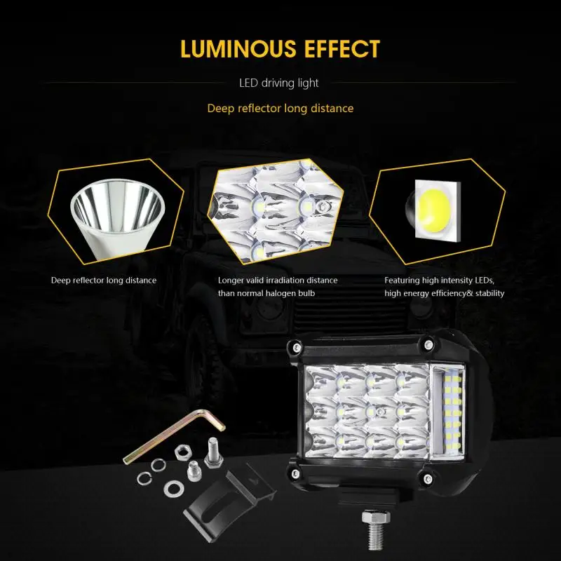 Oslamp 3 ряд 4 дюйма 57 Вт точечная Светодиодная рабочая лампа + прожектор 4x4