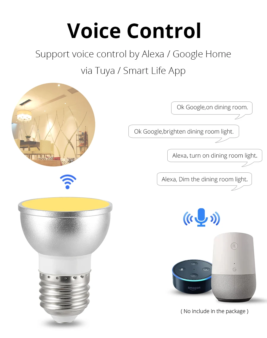 E26 E27 светодиодная Wi-Fi лампочка Alexa Google Home Assistant IFTTT Tuya умная жизнь приложение дистанционное управление RGB лампа с диммером