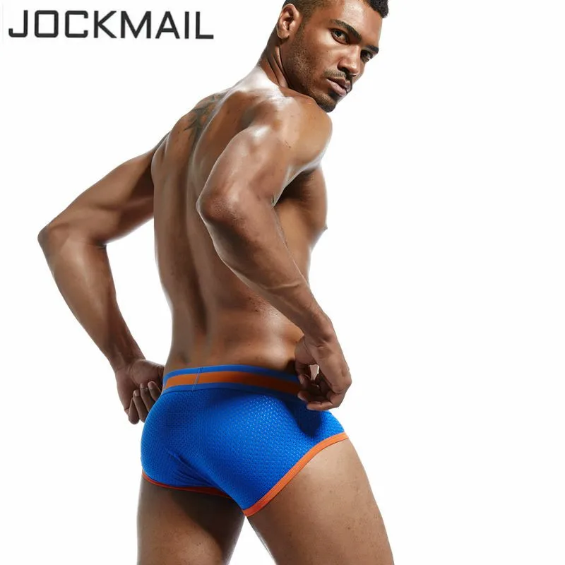 

JOCKMAIL Brand Men Underwear Briefs Slip Sexy Hollow Mesh Shorts Cueca Gay Sleepwear Male panties Sexy! Breathable Crotch Cotton