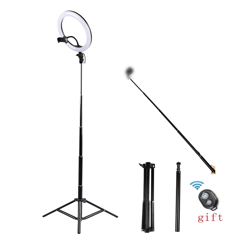 

Photo Studio Light Selfie Ring Light Photography Dimmable LED for Youtube Video Live 3500-5500k With Phone Holder USB Plug