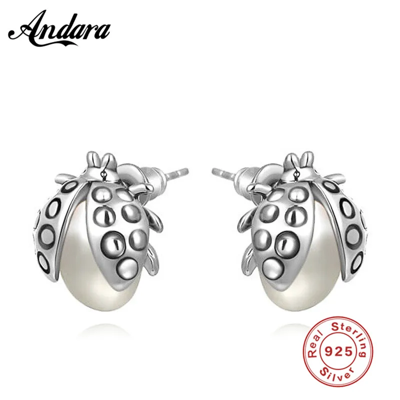 

Authentic 925 Sterling Silver Earring Shell Pearl Birthday Studs Earrings For Women Wedding Gift Fine Jewelry