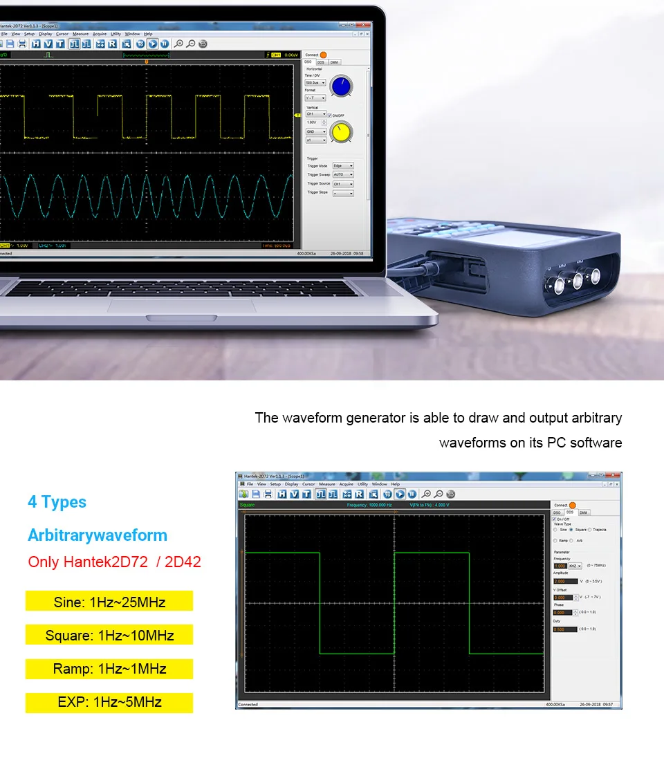 Цифровой осциллограф+ генератор сигналов+ мультиметр портативный USB 2 канала 40 МГц 70 МГц цвет подсветки дисплей тесты метр инструменты