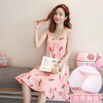 

Yidanna Women Cute Nightgown Female Summer Sleeveless Sleepshirt Cotton Sleep Clothing Lady Sexy Sleepwear Princess Nightwear