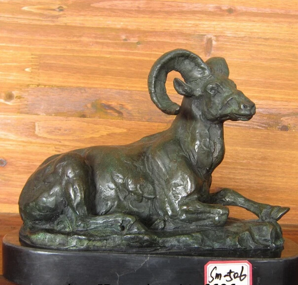 

Collectible bronze lion statue S1152 China Art Abstract Decoration Bronze Marble Sculpture Zodiac Sheep Goat Statue B0403