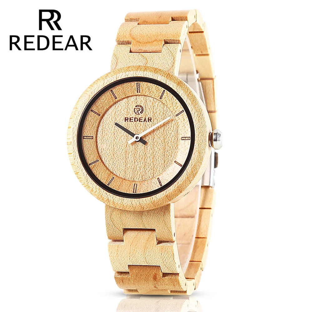 

REDEAR SJ1628 Men Women Quartz Wooden Watch Simple Wrist Wood Watch