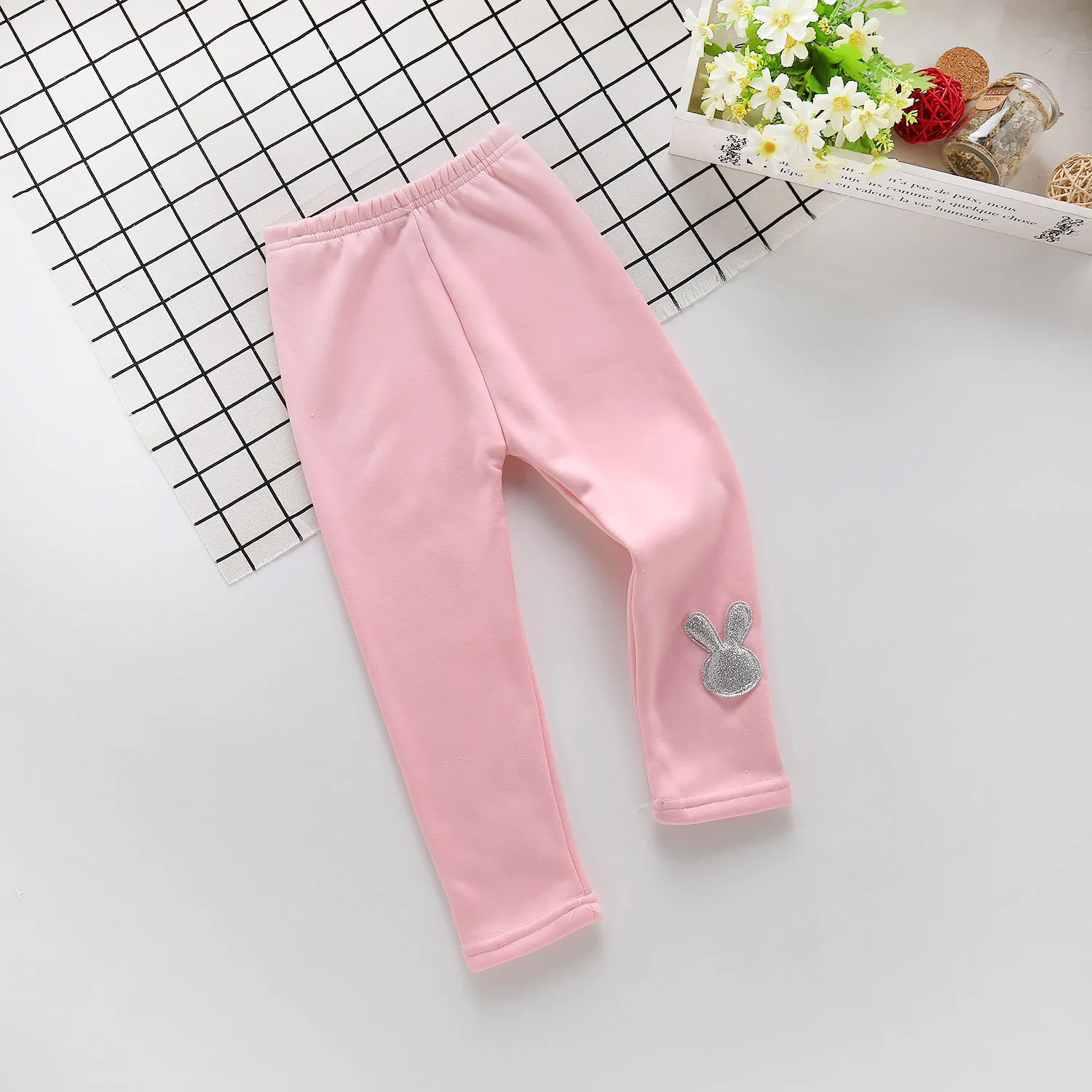 Новые брендовые леггинсы для маленьких девочек хлопковые зимние штаны для девочек, детские штаны ярких цветов флисовые детские леггинсы, одежда для малышей возрастом от 2 до 8 лет - Цвет: pink