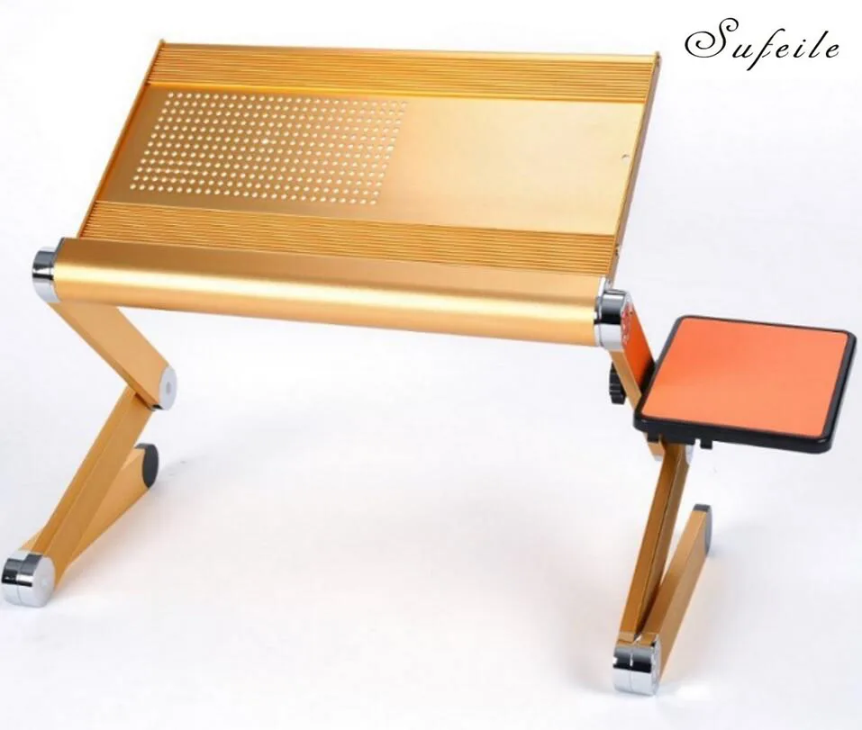  SUFEILE Super Popular Laptop Desk 360 Degree Adjustable Folding Laptop Notebook PC Desk Table Gold 