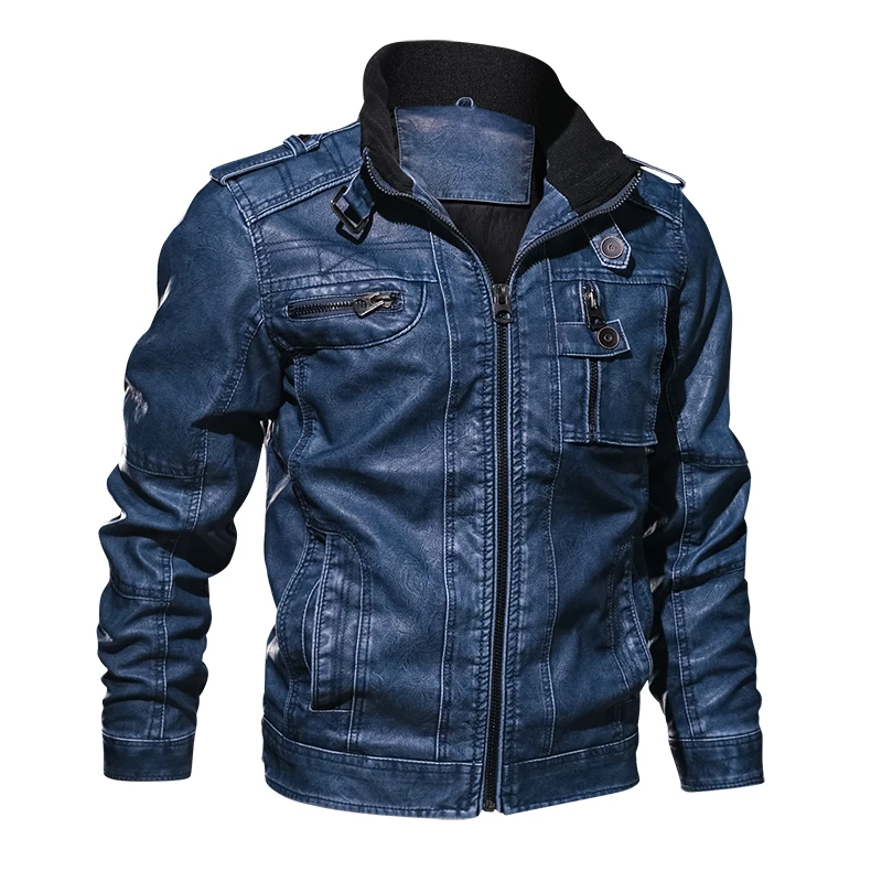 TACVASEN мужская куртка из искусственной кожи, винтажная повседневная куртка из искусственной кожи с несколькими карманами, зимняя мотоциклетная байкерская куртка, пальто, ветровка