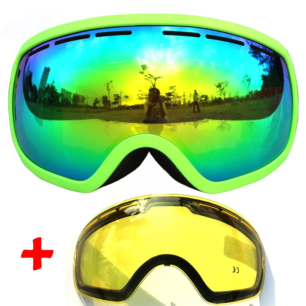 COPOZZ brand ski goggles cloudy double lens anti fog large glasses