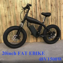 Custom 20inch Fat tire ebike 1500W 48V45ah Li-ion snow electric mountain bicycle Hydraulic disc brake Double lithium battery