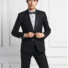 Мужской деловой костюм джентльмена с двумя пуговицами, черный костюм, шафер жениха, модный минималистичный костюм(пиджак+ штаны