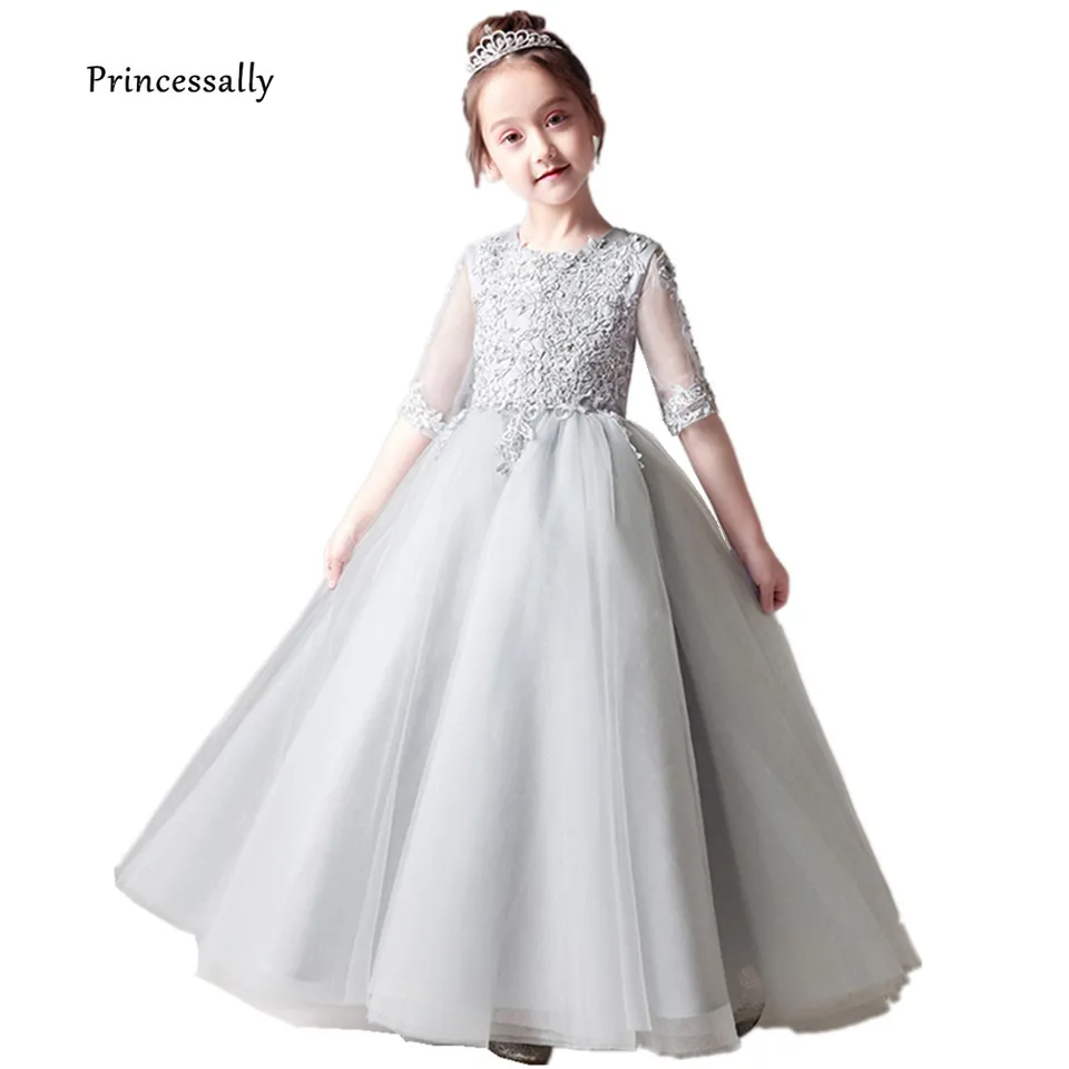 light gray flower girl dress