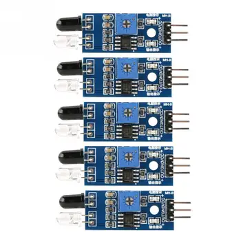 5Pcs IR Infrared Obstacle Avoidance Reflection Sensor Module For Smart Car Robot Infrared Detector 3Pin Reflective Photoelectric smart car tracking robot 4 line sensor module infrared tracing black line identification agtech