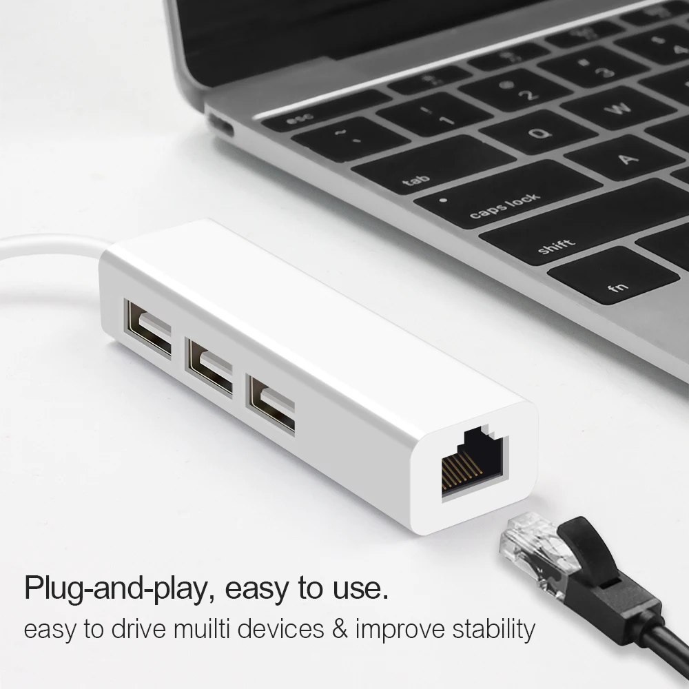 KuWFi 3 порта USB концентратор 2 в 1 USB Ethernet usb 2,0 OTG USB type C к Rj45 Lan адаптер мульти-Сплиттер USB-C для MacBook PC