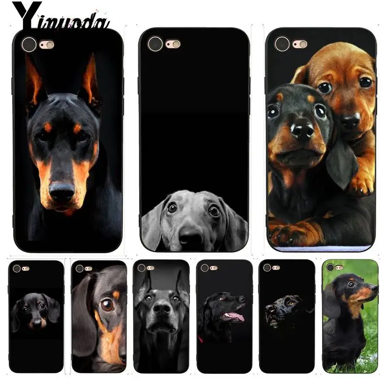 

Yinuoda For iPhone 7 Case black Dachshund Doberman Dog face Remarkable Phone Case for iPhone X 8 7 6 6S Plus X 5S SE XR XS XSMAX