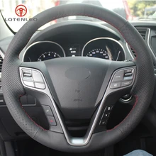 LQTENLEO черная искусственная кожа ручная прошитая крышка рулевого колеса автомобиля для hyundai Santa Fe 2013 hyundai ix45