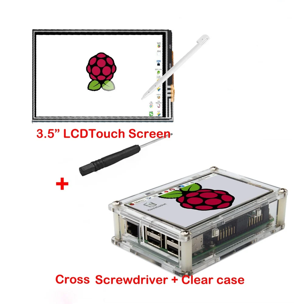 Экран для Raspberry Pi 3,", сенсорный экран, ЖК-дисплей, монитор, прозрачный акриловый чехол, стилус для Raspberry Pi 3 2, Модель B - Цвет: combo