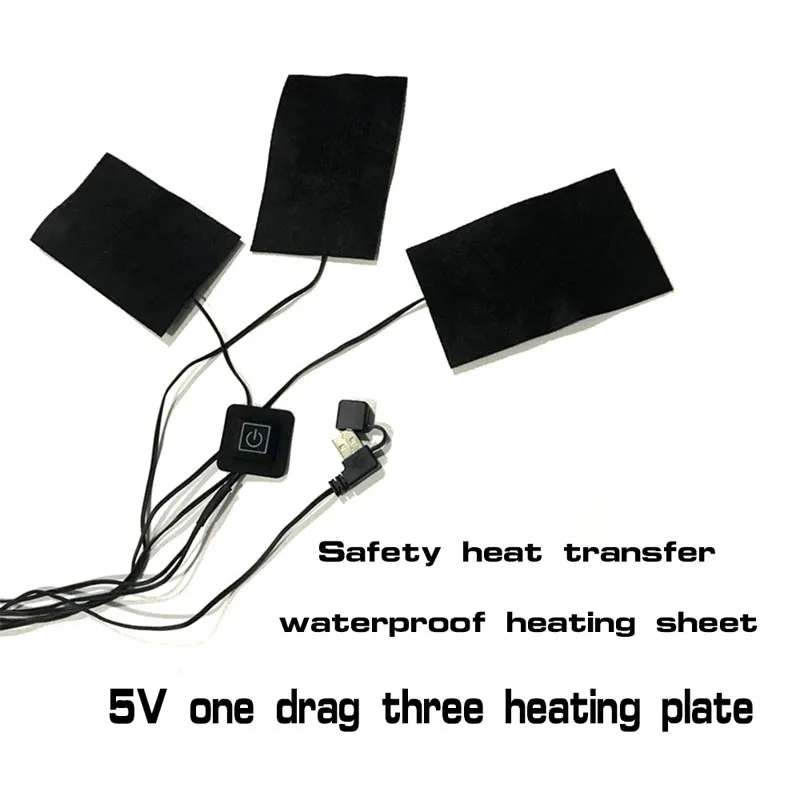 1/2/3/5Pcs USB Carbon Fibre Electric Cloth Heater Pads Heating Warmer Vest Warming RT99 - Цвет: 1 to 3