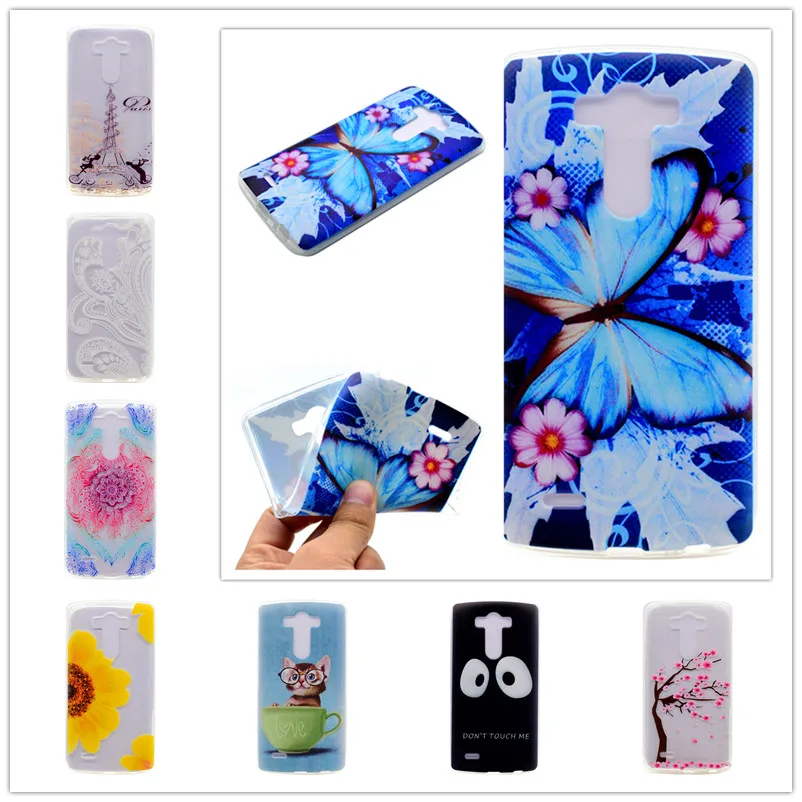 Ultra Thin Soft Phone Cover For LG G3 D855 D850 F400 VS985 LS990 Flowers Painted Pattern Transparent Silicone Back Case |