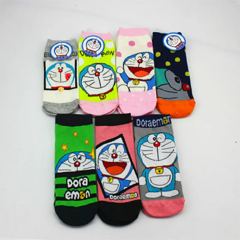 Spring Fashion Women Cartoon Knitting Socks Cute Doraemon Sock Slippers