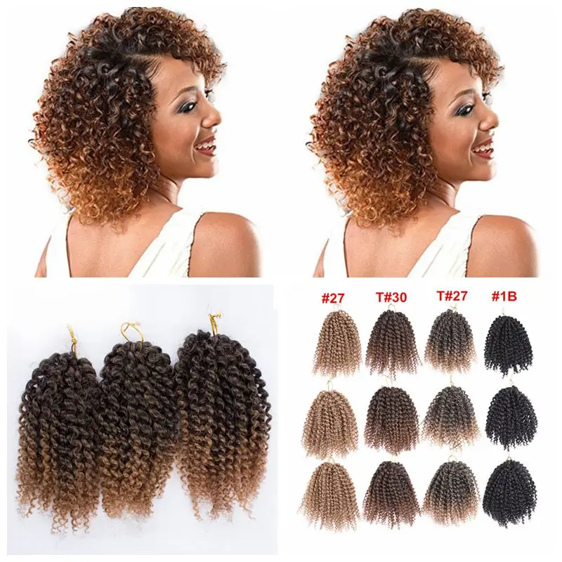 Afro Kinky Curly Twist Crochet Braids Malibob Marley Hair