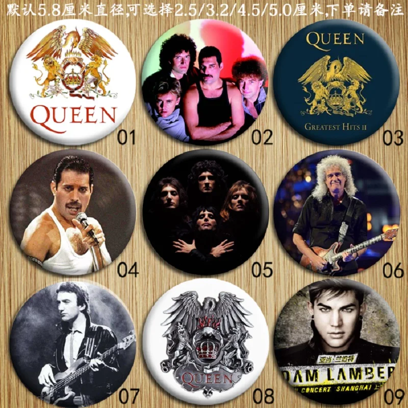 

Rock Band Queen Souvenir Collection Badge Freddie Mercury,Brian May,Adam Lambert Tinplate Brooches Personalized Gift for Friend